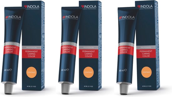 Indola Profession Permanent Caring Color Contrast 60ml – C.44x contrast intens koper extra - 3 tubes - afbeelding 1