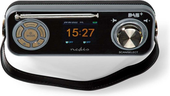 Nedis DAB+ Radio - Tafelmodel - DAB+ / FM - 2.40 " - Kleurenscherm - Batterij Gevoed / Netvoeding - Digitaal - 24 W - Bluetooth - Koptelefoonoutput - Wekkerfunctie - Slaaptimer - IP20 - Handvat - Zwart - afbeelding 16