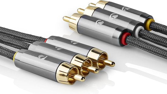 Nedis Composiet Videokabel - 3x RCA Male - 3x RCA Male - Verguld - 480p - 2.00 m - Rond - Katoen - Antraciet / Gun Metal Grijs - Cover Window Box - afbeelding 4