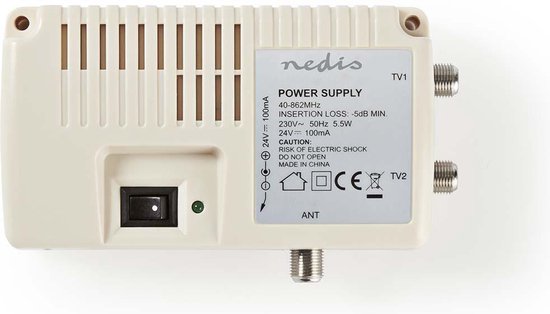 Nedis Power-Inserter voor CATV - 40-862 MHz - Tussenschakeldemping: -5 dB - 75 Ohm - ABS - Wit - afbeelding 2