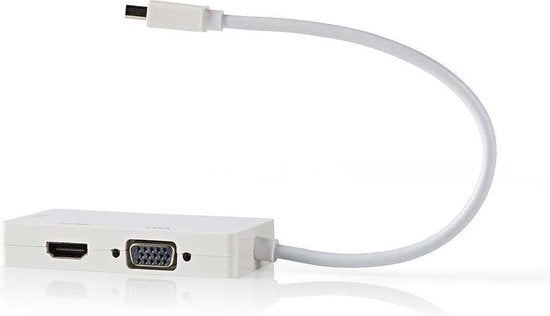 Nedis Mini DisplayPort-Kabel - DisplayPort 1.2 - Mini-DisplayPort Male - DVI-D 24+1-Pins Female / HDMI Input / VGA Female 15p - 21.6 Gbps - Vernikkeld - 0.20 m - Rond - PVC - Wit - Polybag - afbeelding 12