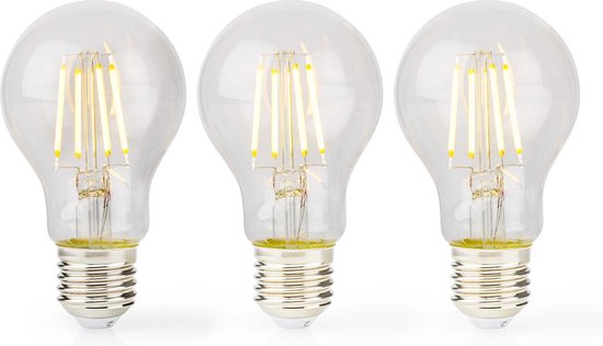 Nedis LED-Filamentlamp E27 - A60 - 7 W - 806 lm - 2700 K - Dimbaar - Warm Wit - Retrostijl - 3 Stuks - afbeelding 1