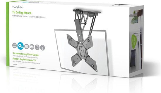Nedis Gemotoriseerde TV-plafondbeugel - 23 - 55 " - Maximaal schermgewicht: 30 kg - Kantelbaar - Maximale plafondafstand: 663 mm - Minimale plafondafstand: 108 mm - Afstandbestuurbaar - Staal - Zwart - afbeelding 5