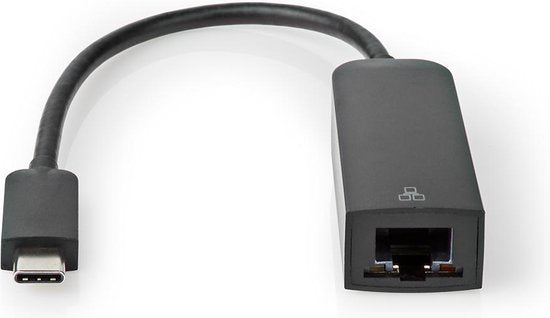 Nedis USB-netwerkadapter - USB 3.2 Gen 1 - 1000 Mbps - USB-C Male - RJ45 Female - 0.20 m - Rond - Vernikkeld - Vertind-Koper - Zwart - Envelop - afbeelding 1
