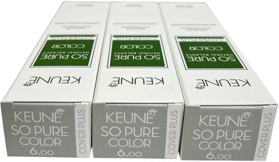 3 tubes Keune So Pure 6.00 (Donkerblond) Cover plus 60 ml - afbeelding 1
