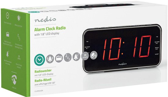 Nedis Wekkerradio - Digitale Wekker - AM / FM - Snoozefunctie - Slaaptimer - 2 Alarmen - Zwart - afbeelding 6