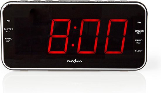 Nedis Wekkerradio - Digitale Wekker - AM / FM - Snoozefunctie - Slaaptimer - 2 Alarmen - Zwart - afbeelding 1