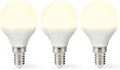 Nedis LED-Lamp E14 - G45 - 4.9 W - 470 lm - 2700 K - Warm Wit - Frosted - 3 Stuks - afbeelding 1