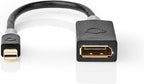 Nedis Mini DisplayPort-Kabel - DisplayPort 1.4 - Mini-DisplayPort Male - DisplayPort Female - 48 Gbps - Verguld - 0.20 m - Rond - PVC - Antraciet - Window Box - afbeelding 1