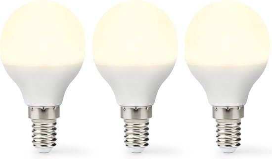 Nedis LED-Lamp E14 - G45 - 4.9 W - 470 lm - 2700 K - Warm Wit - Frosted - 3 Stuks - afbeelding 4