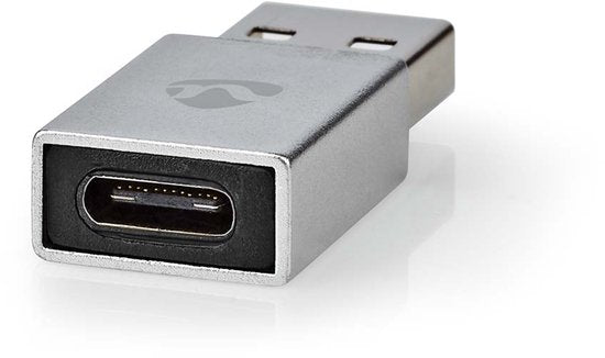 Nedis USB-A Adapter - USB 3.2 Gen 1 - USB-A Male - USB-C Female - 5 Gbps - Rond - Vernikkeld - Zilver - Cover Window Box - afbeelding 2