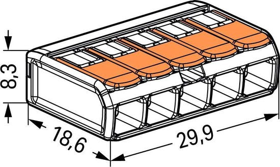 Wago 221-415 klemmenblok 1P Oranje, Transparant (25 stuks) - afbeelding 5