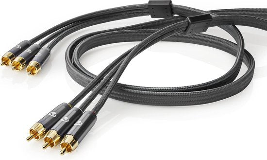 Nedis Composiet Videokabel - 3x RCA Male - 3x RCA Male - Verguld - 480p - 2.00 m - Rond - Katoen - Antraciet / Gun Metal Grijs - Cover Window Box - afbeelding 11