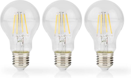 Nedis LED-Filamentlamp E27 - A60 - 7 W - 806 lm - 2700 K - Dimbaar - Warm Wit - Retrostijl - 3 Stuks - afbeelding 5