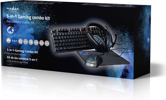 Nedis Gaming Combo Kit - 5-in-1 - Toetsenbord, Koptelefoon, Muis en Muismat - Zwart - QWERTZ - Duits - afbeelding 6