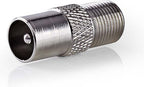 Satelliet- en Antenne-Adapter - IEC (Coax) Male - F-Female - Vernikkeld - 75 Ohm - Recht - Metaal - Zilver - 10 Stuks - Envelop - afbeelding 1