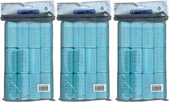 HairForce 28mm zelfklevende lichtblauwe rollers 3x12stuks - afbeelding 1