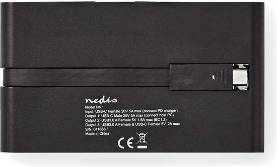 USB Docking Station - USB 3.2 Gen 1 - USB-C Male - HDMI Female / Micro SD / RJ45 Female / SD / VGA Female 15p / 2x USB-A / 2x USB-C - Rond - Vernikkeld - Zwart - Window Box met Euro Lock - afbeelding 7