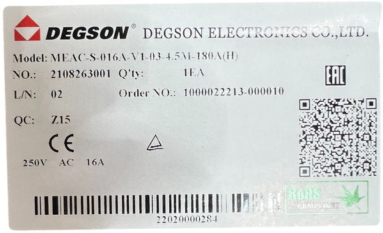 Degson EV Type 2 laadkabel 16 A 1 Fase 3 x 2.5 mm2 + 1 x 0.75 mm2 4,5 meter met open eind - afbeelding 7