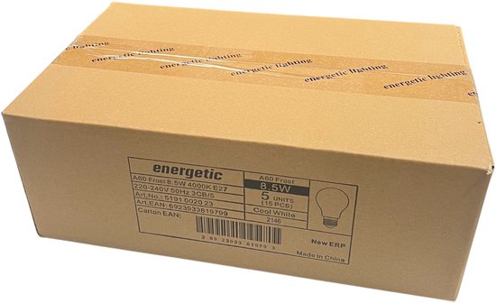 15 x Energetic LED lamp E27 fitting A60 8.5 W (75w) Wit Licht (4000K) 1055 Lumen Mat Glas - afbeelding 4