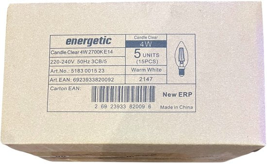 15 x Energetic - Kaars LED lamp - (5x3 PCS) - E14 - 4W (40W) - 2700k - afbeelding 3