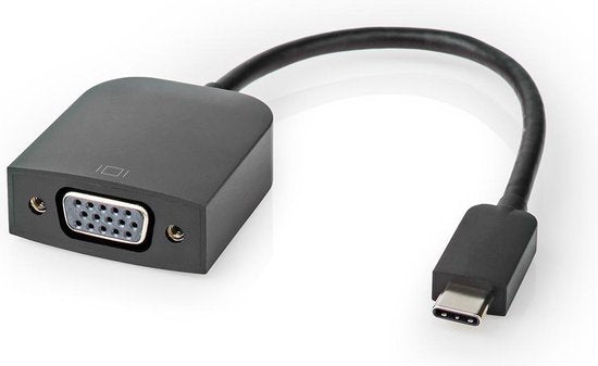 Nedis USB-C Adapter - USB 3.2 Gen 1 - USB-C Male - VGA Female 15p - 1920x1200 - 5 Gbps - 0.20 m - Rond - Vernikkeld - PVC - Zwart - Polybag - afbeelding 2