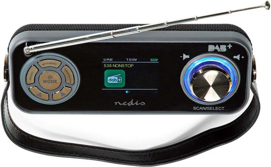 Nedis DAB+ Radio - Tafelmodel - DAB+ / FM - 2.40 " - Kleurenscherm - Batterij Gevoed / Netvoeding - Digitaal - 24 W - Bluetooth - Koptelefoonoutput - Wekkerfunctie - Slaaptimer - IP20 - Handvat - Zwart - afbeelding 11