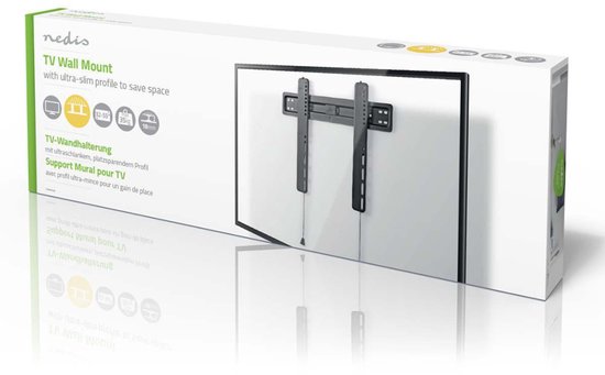 Nedis Vaste TV-Muurbeugel - 32 - 55 " - Maximaal schermgewicht: 35 kg - Minimale muurafstand: 18 mm - Staal - Zwart - afbeelding 12