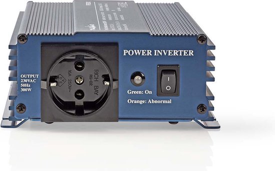 Nedis Omvormer Pure Sinusgolf - Ingangsvoltage: 12 V DC - Apparaat stroomoutput: Type F (CEE 7/3) - 230 V AC 50 Hz - 300 W - Piekvermogen: 500 W - Screw Terminal - Zuivere Sinusgolf - Zekering - Blauw - afbeelding 1