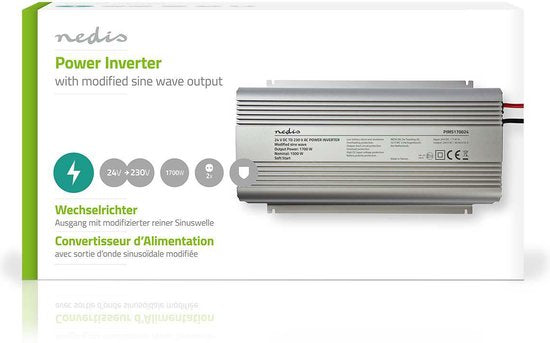 Nedis Auto Omvormer 1700W – 24V / 230V – 2x Stopcontact – Gemodificeerde Sinusgolf – Schroefaansluiting – Spanningsomvormer - afbeelding 7