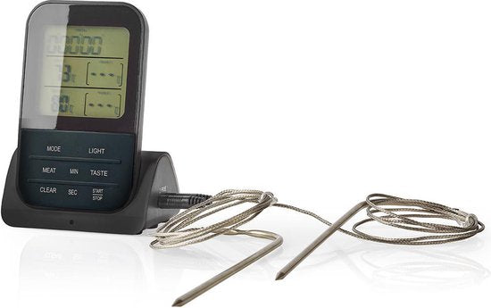 Nedis Vleesthermometer - Alarm / Draadloos / Temperatuurinstelling / Timer - LCD-Scherm - 0 - 250 °C - Zwart - afbeelding 9
