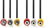 Composite Video Cable | 3x RCA Male - 3x RCA Female | m | Black - afbeelding 17