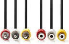 Composite Video Cable | 3x RCA Male - 3x RCA Female | m | Black - afbeelding 7