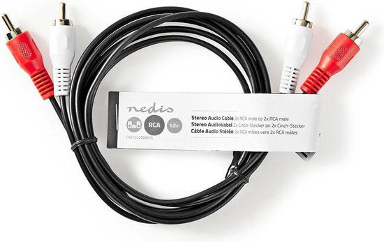 Nedis Stereo-Audiokabel - 2x RCA Male - 2x RCA Male - Vernikkeld - m - Rond - Zwart - afbeelding 20