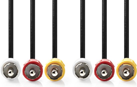 Nedis Composiet Videokabel - 3x RCA Male - 3x RCA Male - Vernikkeld - 480p - 3.00 m - Rond - PVC - Zwart - Envelop - afbeelding 5