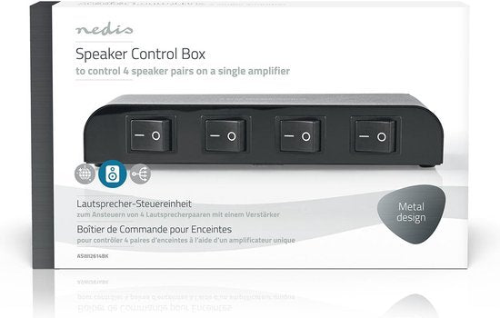Nedis Speaker Control Box - 4-Poorts poort(en) - Terminal Schroeven - Luidspreker Impedantie: 4-16 Ohm - Maximale Belasting per Kanaal: 200 W - Aluminium - Zwart - afbeelding 6