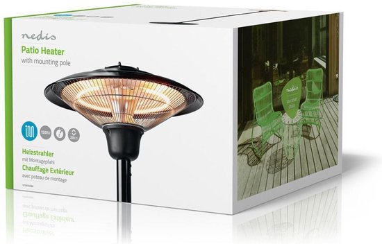 Nedis Patio Verwarmer - 1500 W - 1 Warmte Stand - Omvalpreventie - IP34 - Zwart - afbeelding 17