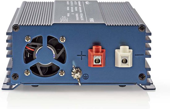 Nedis Omvormer Pure Sinusgolf - Ingangsvoltage: 12 V DC - Apparaat stroomoutput: Type F (CEE 7/3) - 230 V AC 50 Hz - 300 W - Piekvermogen: 500 W - Screw Terminal - Zuivere Sinusgolf - Zekering - Blauw - afbeelding 3