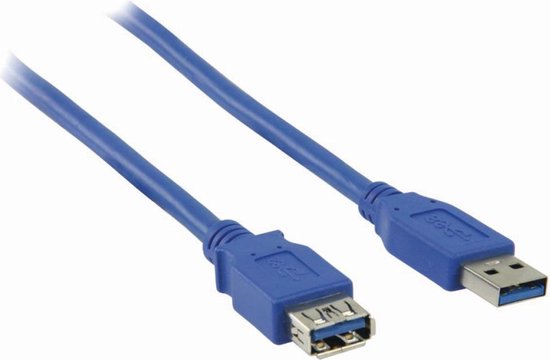 Nedis USB-Kabel - USB 3.2 Gen 1 - USB-A Male - USB-A Female - 5 Gbps - Vernikkeld - 2.00 m - Rond - PVC - Blauw - Doos - afbeelding 4
