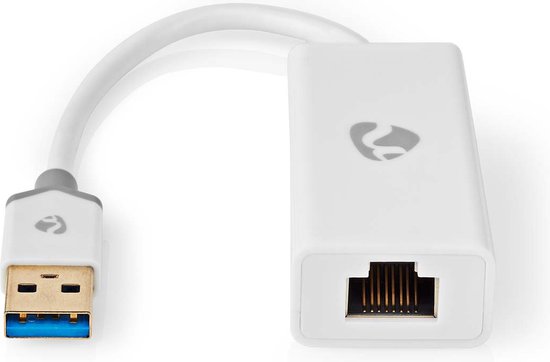 Nedis USB-netwerkadapter - USB 3.2 Gen 1 - 1 Gbps - USB-A Male - RJ45 Female - 0.20 m - Rond - Verguld - Koper - Wit - Doos - afbeelding 1