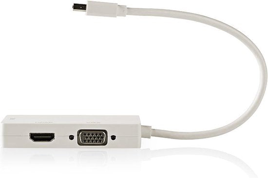 Nedis Mini DisplayPort-Kabel - DisplayPort 1.2 - Mini-DisplayPort Male - DVI-D 24+1-Pins Female / HDMI Input / VGA Female 15p - 21.6 Gbps - Vernikkeld - 0.20 m - Rond - PVC - Wit - Polybag - afbeelding 2