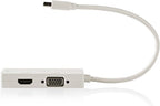 Nedis Mini DisplayPort-Kabel - DisplayPort 1.2 - Mini-DisplayPort Male - DVI-D 24+1-Pins Female / HDMI Input / VGA Female 15p - 21.6 Gbps - Vernikkeld - 0.20 m - Rond - PVC - Wit - Polybag - afbeelding 2