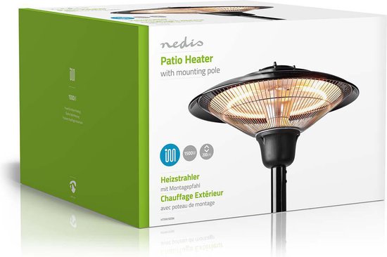 Nedis Patio Verwarmer - 1500 W - 1 Warmte Stand - Omvalpreventie - IP34 - Zwart - afbeelding 13