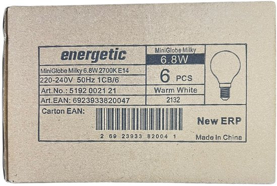 Energetic - LED lamp - Mat - 60W - 806LM - E14 - 6 stuks - afbeelding 2