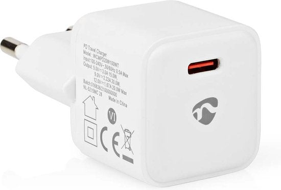Nedis Oplader - 20 W - PD3.0 20W - 1.67 / 2.22 / 3.0 A - Outputs: 1 - USB-C - Automatische Voltage Selectie - Wit - afbeelding 4