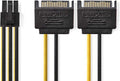 Nedis Interne Voedingskabel - 2x SATA 15-Pins Male - PCI-Express Female - Verguld - 0.20 m - Rond - PVC - Geel / Zwart - Polybag - afbeelding 1
