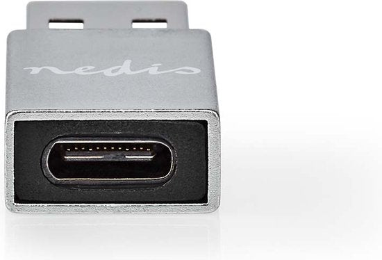 Nedis USB-A Adapter - USB 3.2 Gen 1 - USB-A Male - USB-C Female - 5 Gbps - Rond - Vernikkeld - Zilver - Cover Window Box - afbeelding 5