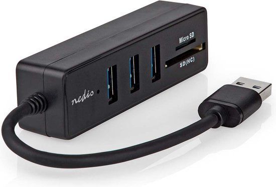 Nedis USB-Hub - USB-A Male - 3x USB A Female - 5-Poorts poort(en) - USB 3.2 Gen 1 - USB Gevoed - 5 Gbps - SD & MicroSD - afbeelding 6