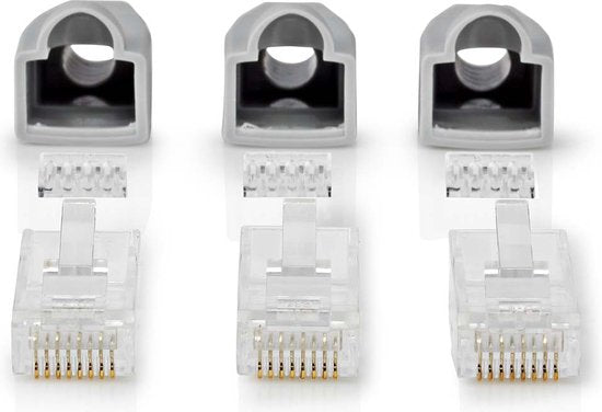 Nedis RJ45-Connector - Male - Solid UTP CAT6 - Recht - Verguld - 10 Stuks - PVC - Grijs - Doos - afbeelding 1