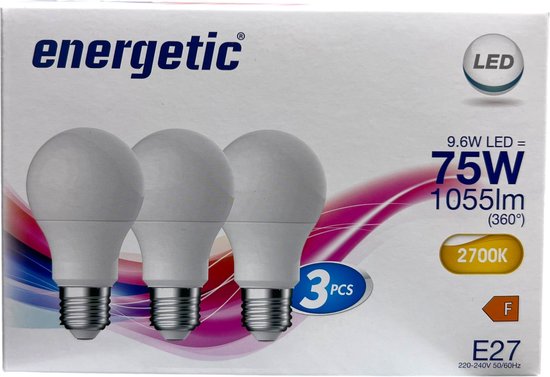 3 x Energetic 75 Watt Led Lamp SALE ( Werkelijk Stroomverbruik 9.6 Watt) - afbeelding 1